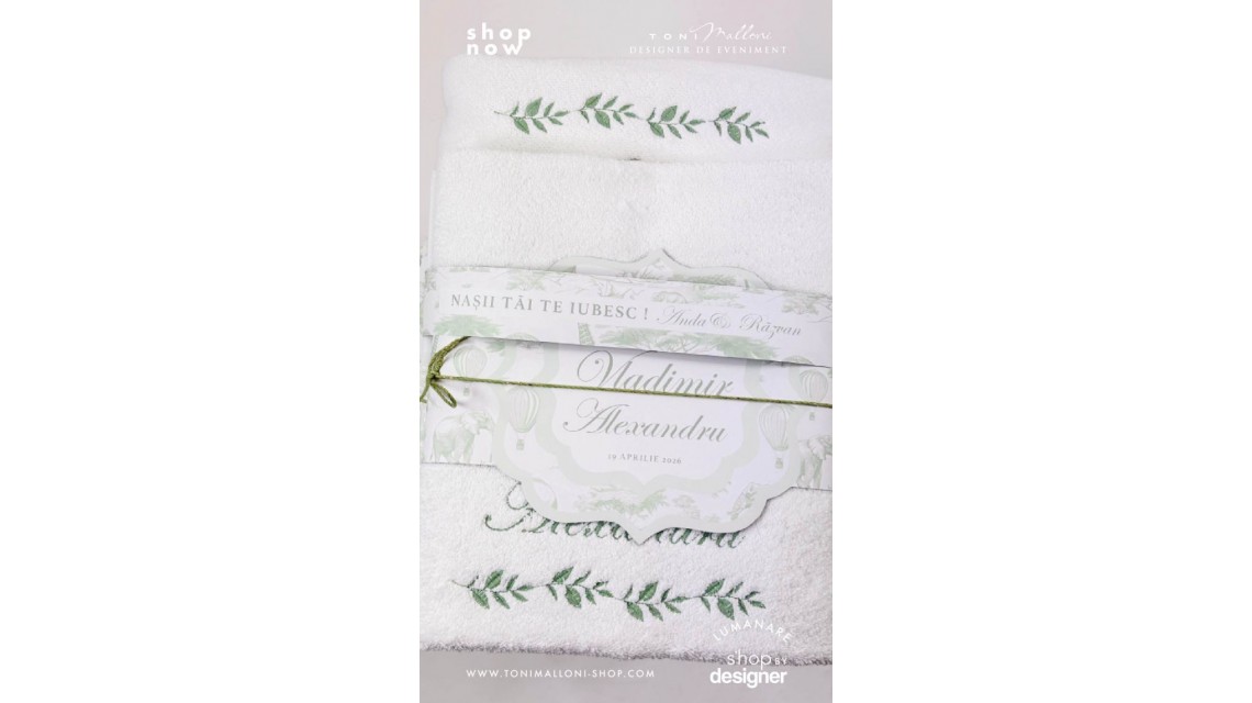 Trusou botez Green Safari personalizat băiat – tematică jungle elegantă verde 1